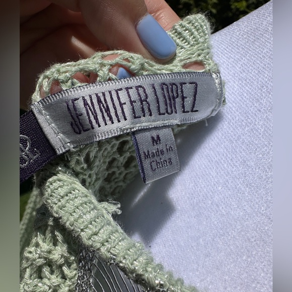 NWT Jennifer Lopez Green Long Sleeve Crew Neck with Open Shoulder Silhouette Med - Picture 5 of 5